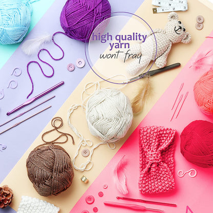 Madejas de hilo acrílico, 12 x 50 g, 1200 yardas, hilo para ganchillo suave, para tejer y manualidades, hilo multicolor para manualidades y adultos, paquete de 12
