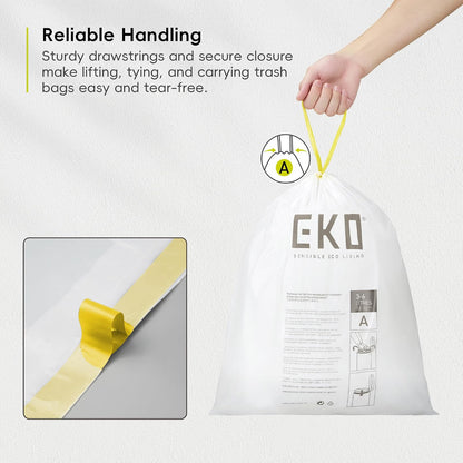 EKO Bolsas de Basura extrafuertes con cordón Tamaño A. 3-6 Litros. 80 unidades.