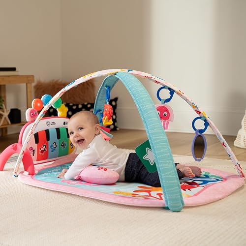 Baby Einstein Kickin’ Tunes - Gimnasio de Actividades 4 en 1 para bebé, con música y Luces, Dos Barras de Juguetes, Piano de Juguete para Aprender español, inglés, francés y alemán (Rosa)