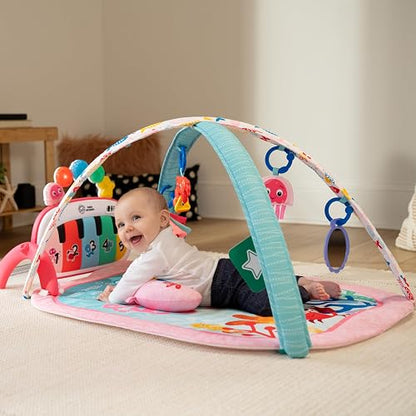 Baby Einstein Kickin’ Tunes - Gimnasio de Actividades 4 en 1 para bebé, con música y Luces, Dos Barras de Juguetes, Piano de Juguete para Aprender español, inglés, francés y alemán (Rosa)