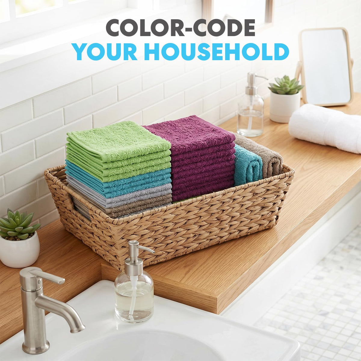 Cleaning Solutions 79148 Multi Washcloths (Pack of 60) Ideal for Home, Bath, Gym, Office and Commercial Use. Size x 12”, 5 Colors Included, 60 Pack 60 Pack