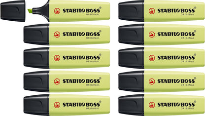 STABILO BOSS Original Pastel Resaltador, Punta Biselada, Paquete de 10 - Dash of Lime
