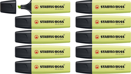 STABILO BOSS Original Pastel Resaltador, Punta Biselada, Paquete de 10 - Dash of Lime
