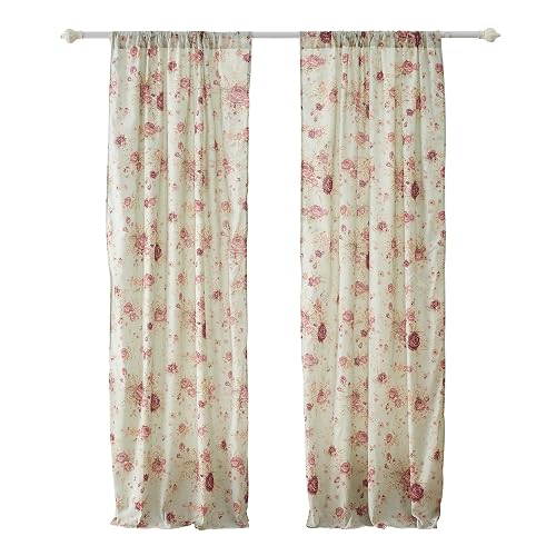 Greenland Home Antique Rose Paneles de Cortina, Conjunto de 4 Piezas, Forradas con ataduras, 213 cm de Largo, Azul