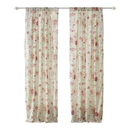 Greenland Home Antique Rose Paneles de Cortina, Conjunto de 4 Piezas, Forradas con ataduras, 213 cm de Largo, Azul