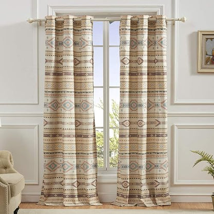 Greenland Home Phoenix Paneles de Cortina, Conjunto de 4 Piezas, Forradas con ataduras, 213 cm de Largo, Marron Topo