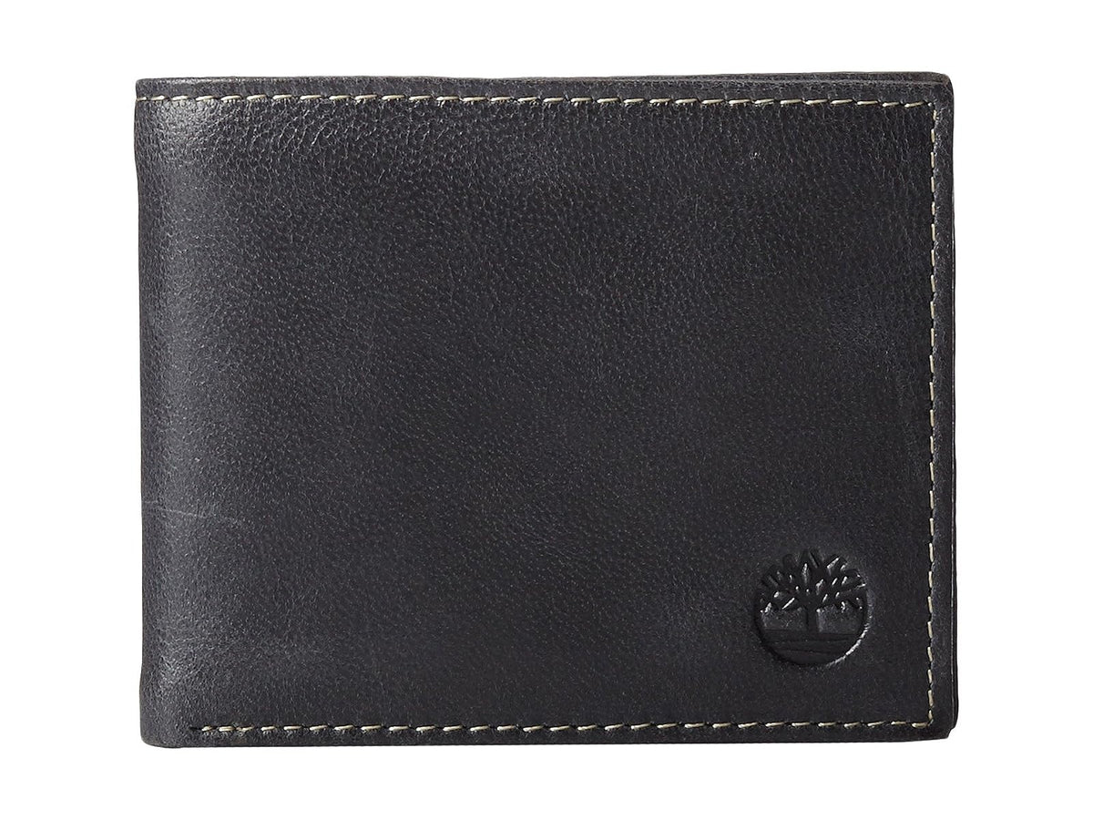 Timberland - Billetera de Cuero Genuino para Hombre - Elegantemente Sofisticado - Negro - Delgado - 7 Compartimentos - 4 Ranuras para Tarjetas - Ventana de Identificación - Sin Cierre - Taglia Unica - Negro