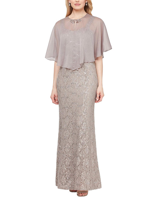 Ignite Evenings Vestido de Mujer con Lentejuelas y Encaje, Mink, 12