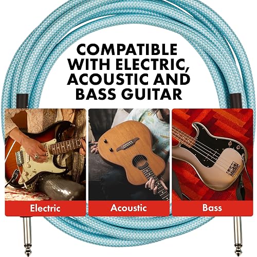 Fender Professional Series Cable para Guitarra Tweed, Recto/Recto, 15 Pies, Color Daphne Blue