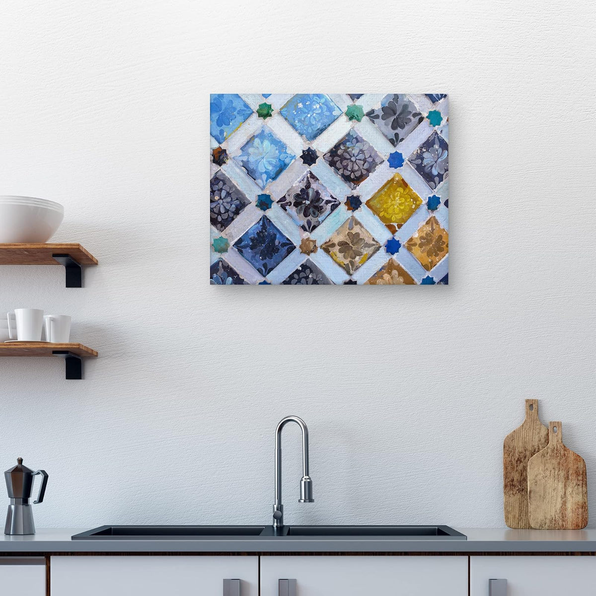 Fine Art Tj - Cuadro Decorativo Azulejos españoles - Decoracion de Pared, canvas, cuadros, lienzo, impresión, decoracion de interiores, cuadros para sala, arte, enbellecido, hogar.