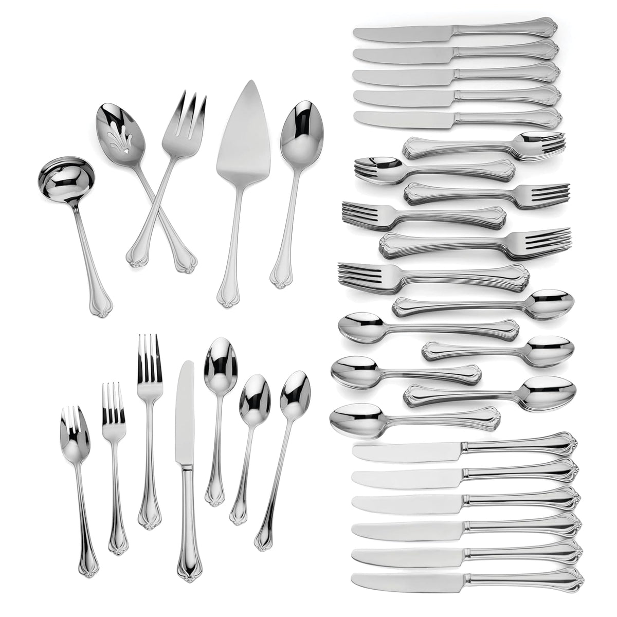 Lenox Cubiertos Alcott 89 Piezas Acero Inoxidable 18/10 Acabado Espejo Para 12 Comensales