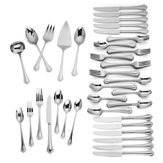Lenox Cubiertos Alcott 89 Piezas Acero Inoxidable 18/10 Acabado Espejo Para 12 Comensales