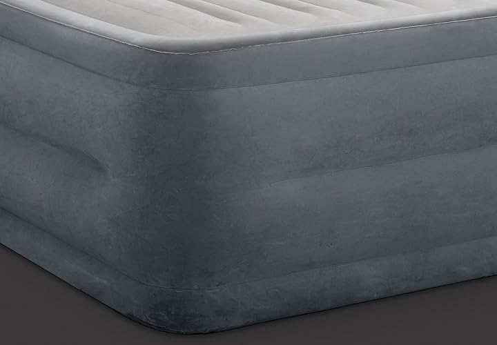 Intex 64417ED Comfort colchón de Aire Elevado de Felpa Dura-Beam con Bomba eléctrica Interna, Altura de la Cama de 22 Pulgadas, Queen