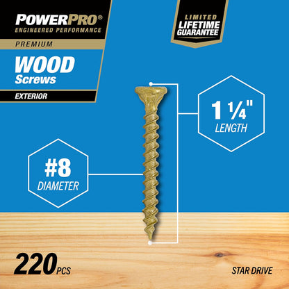 Hillman 48594 Power Pro Premium Tornillo para madera exterior, 20.32 cm x 3.17 cm, 0.45 kg, 20 x 3.17 cm