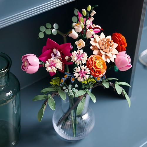 LEGO Ramo de Flores Fantasía en Rosa - Model Kit de Construcción para Adultos, Años 18+ - Flores Artificiales Decoración para Hogar - Regalos para Mujer y Hombre - 10342