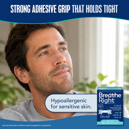 Breathe Right Nasal Strips Clear Large 30ct (Packaging May Vary)