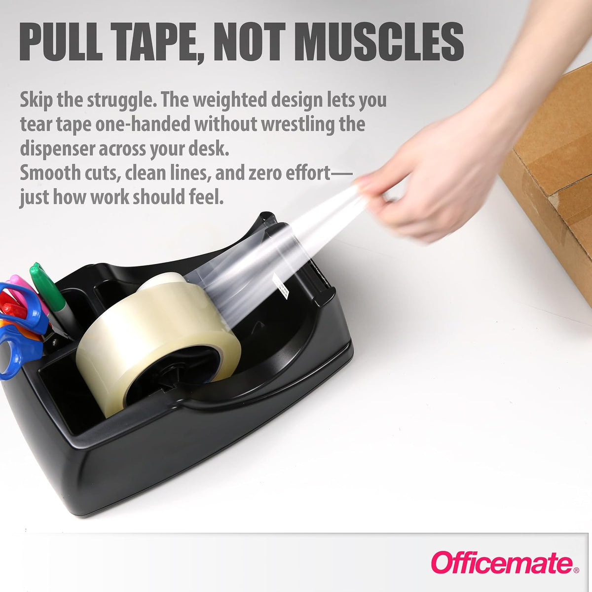Officemate 96690 Recycled 2-In-1 Heavy Duty Tape Dispenser, black