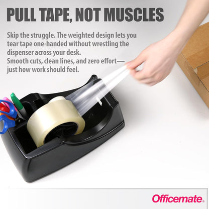 Officemate 96690 Recycled 2-In-1 Heavy Duty Tape Dispenser, black
