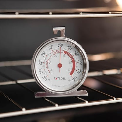Taylor Precision Products 5932 Termómetro de horno de cocina de esfera grande, esfera de 3.25 pulgadas, acero inoxidable