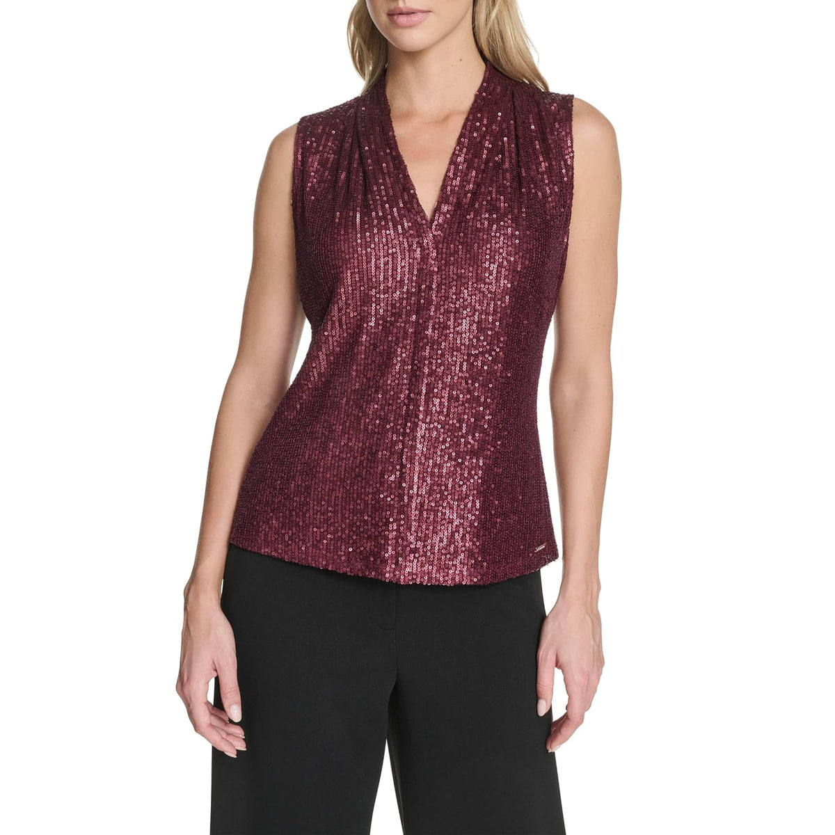 Calvin Klein - Blusa básica Suave con Cuello en V para Mujer