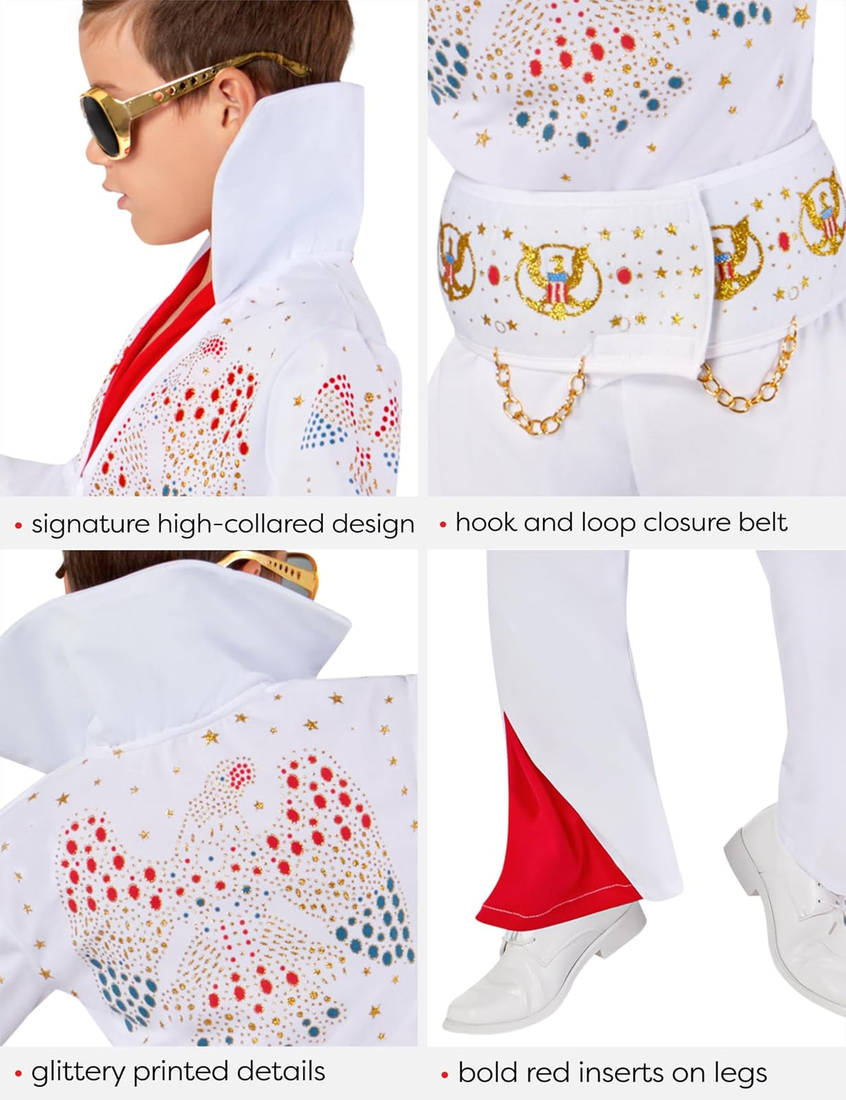 Rubie's Deluxe Elvis Disfraz de niño, Disfraces, Un Solo Color, Pequeño