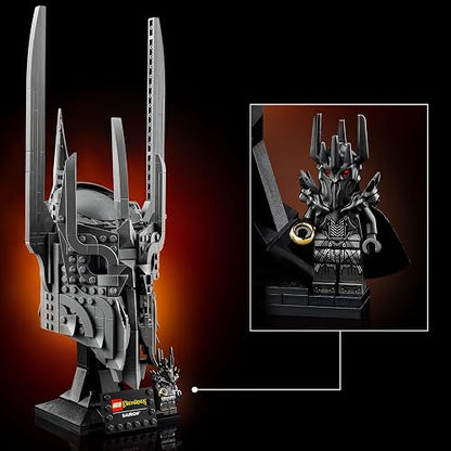 LEGO Icons El Señor de los Anillos: Casco de Sauron – Objeto de Decoración Coleccionable – Kit de Construcción para Adultos con el Casco de Sauron y una Minifigura – 11373