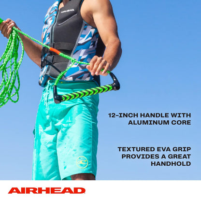Airhead - Cuerda de esquí acuático con Mango de EVA, 1 sección para Tubos, esquís acuáticos y Tablas de wakesurf, Verde y Negro