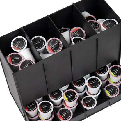 Mind Reader 4-Compartment Single Serve Coffee Pod Dispenser, 120 Pod Capacity, Breakroom, 14.5" L x 9" W x 12.25" H, Black