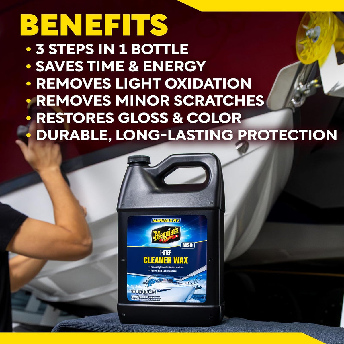 Meguiar's Cera Limpiadora en un Paso para Botes M5001, 3.79L, Azul