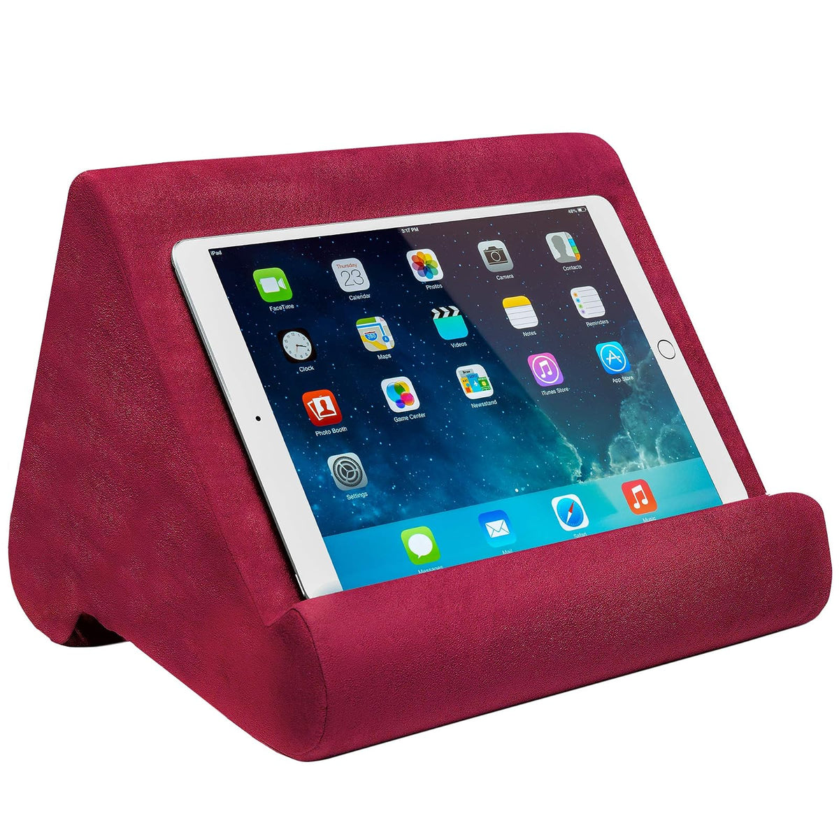 Ontel - Cojín de Almohada Ultra multiángulo Suave para Tablet, Color borgoña, cómoda visualización en ángulo para iPad, tabletas, Kindle, Smartphones, Libros, revistas y más