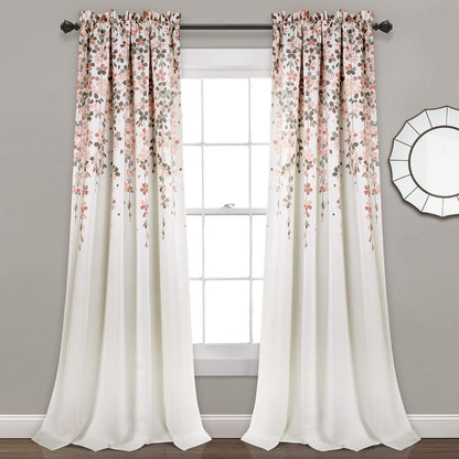 Lush Decor Cortinas Florales con Filtro de Luz, Azul Marino - 132.1An x 213.4Al cm (2 Paneles) - Rubor y gris
