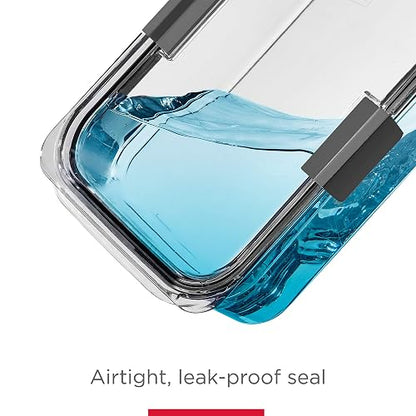 Rubbermaid Recipientes de almacenamiento de alimentos con tapas para almuerzo, preparación de comidas y sobras, aptos para lavaplatos, 1.3 tazas, transparente/gris