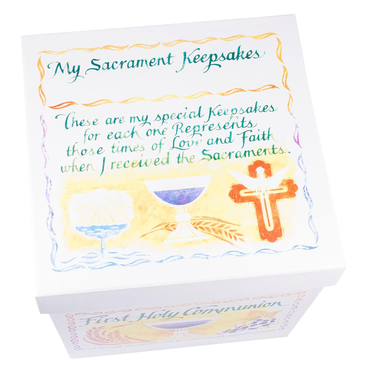 Abbey Gift Abbey & CA - Caja de recuerdo, diseño de sacramentos, 10 x 10 x 9, multicolor