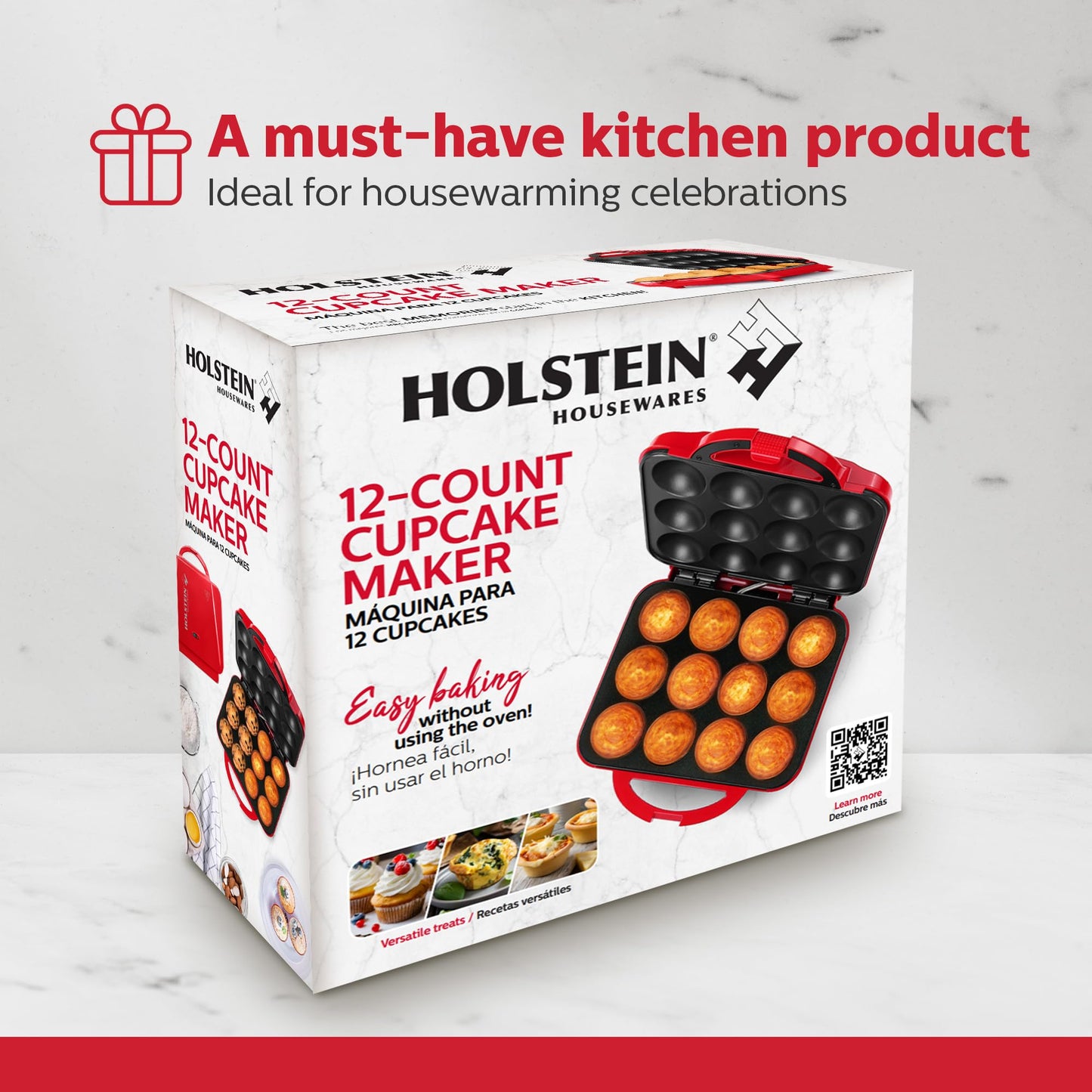 Holstein Housewares HU-09006B - Máquina hacer para cupcakes, Rojo, 1