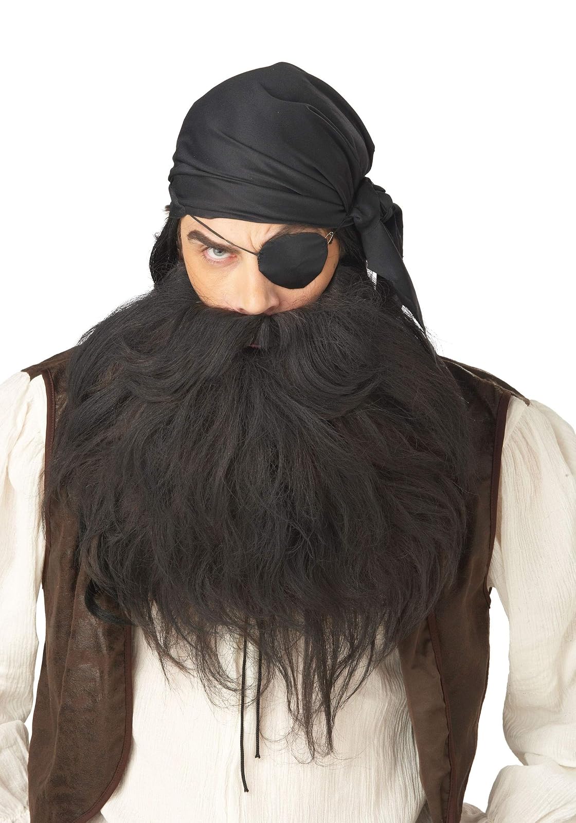 California Costumes - Barba y bigote de pirata, color negro, accesorio de disfraz de talla única