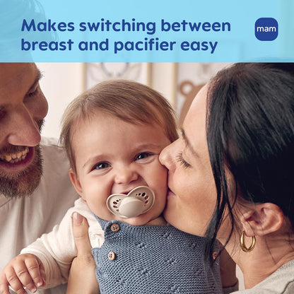 MAM - Chupón original mate para bebé, forma de pezón ayuda a promover un desarrollo oral saludable, estuche esterilizador, niña, 6-16 meses (paquete de 2)