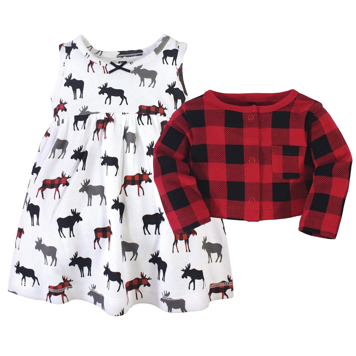 Hudson Baby Conjunto de Vestido y cárdigan de algodón Vestido Casual para bebés niñas