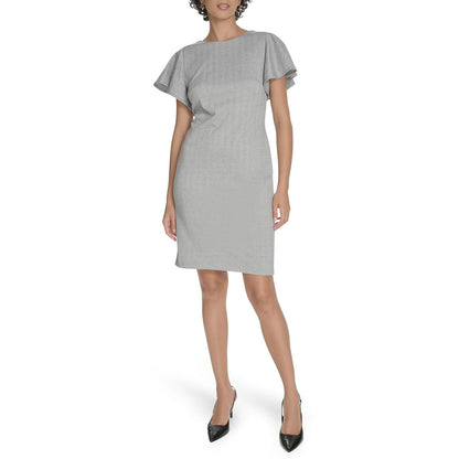 Tommy Hilfiger Herringbone Knit Flutter Sleeve Mid Length Dress VestidoMujer