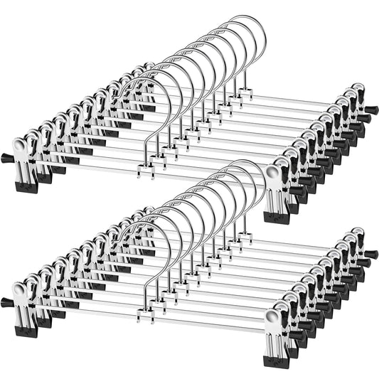 NORTHERN BROTHERS - Perchas para Pantalones con Clips, Paquete de 20 Unidades, Colgador de Metal Ajustable, Perchas para Falda con Clips, Perchas para Ahorrar Espacio para Jeans