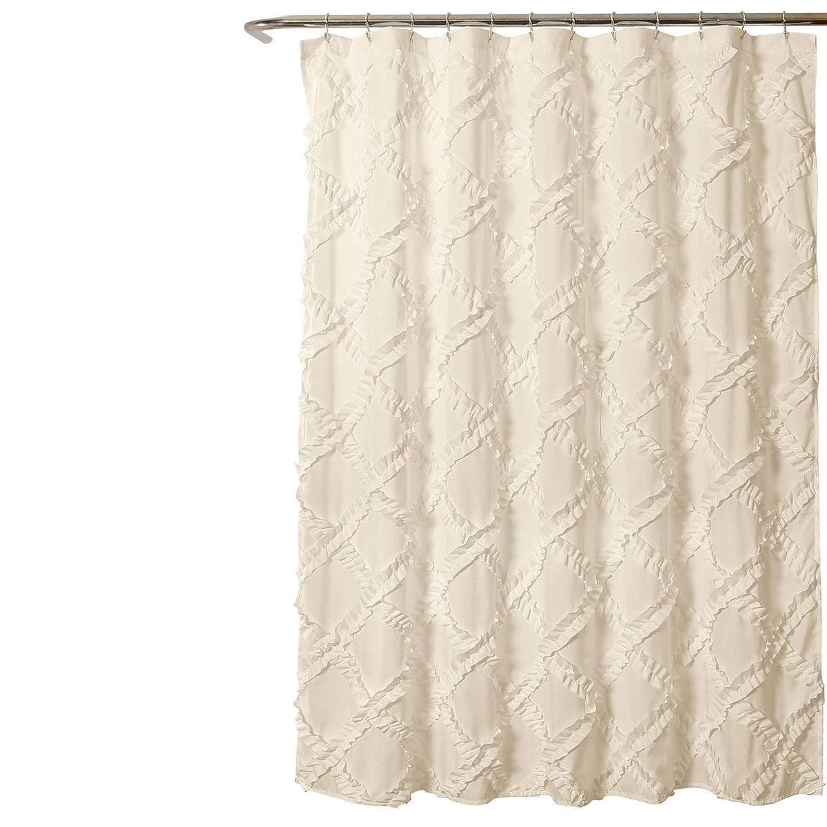 Lush Decor - Cortina de Ducha con Volantes de Color Marfil y Amarillo pálido | Diseño Texturizado Estilo rústico Shabby Chic x 72, 72 x 72 Pulgadas