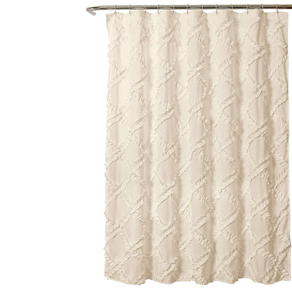 Lush Decor - Cortina de Ducha con Volantes de Color Marfil y Amarillo pálido | Diseño Texturizado Estilo rústico Shabby Chic x 72, 72 x 72 Pulgadas