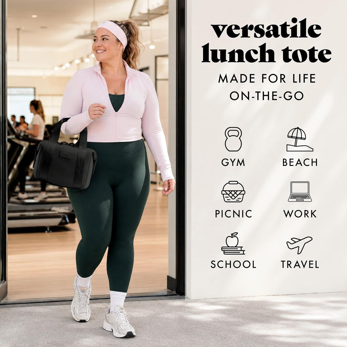 Fit & Fresh Remi - Bolsa de almuerzo de neopreno para mujer, kit de preparación de comidas con contenedores y paquete de hielo XL, material autoaislante, tipo neopreno, bolsa de almuerzo lavable a