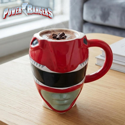 Silver Buffalo Power Rangers Red Ranger Jason Lee Scott - Taza de cerámica esculpida 3D, 20 onzas