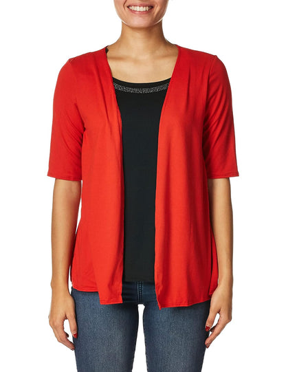 Star Vixen Elbow Sleeve 2fer with 4-Row Stud Trim Detail PlayeraMujer