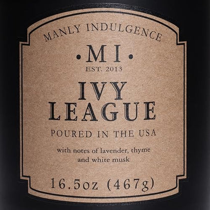Manly Indulgence Ivy League - Velas perfumadas para hombres, 16 onzas, vela del día del padre, 60 horas, velas perfumadas para el hogar, fabricadas en los Estados Unidos