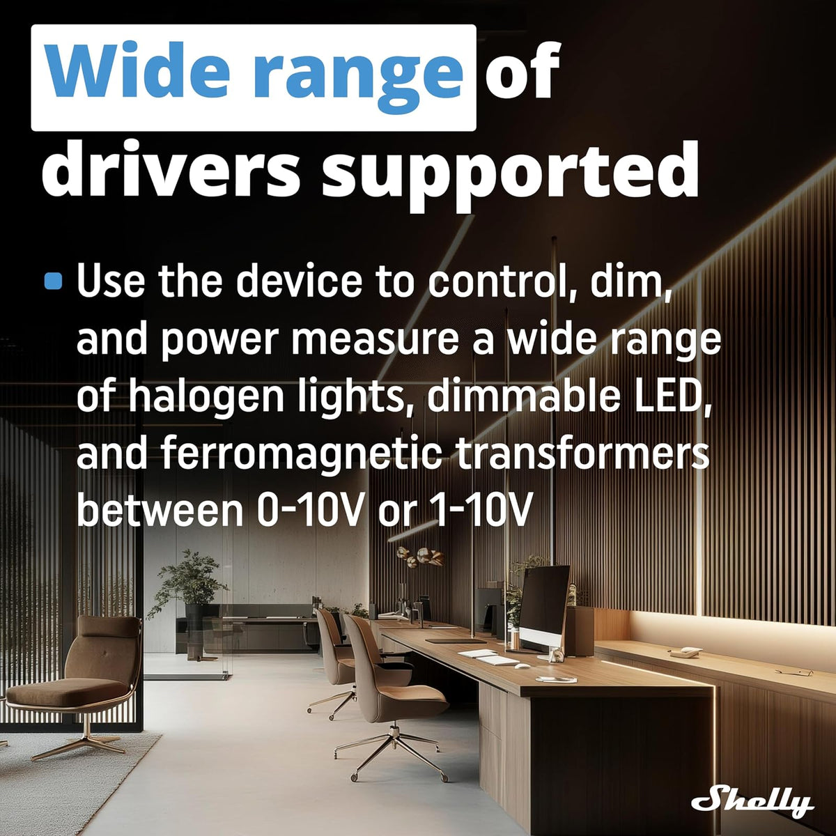 Shelly Dimmer Pro 0/1-10 V PM - Módulo Regulador de Luz W-Fi, Atenuador Inalámbrico en riel DIN, con Medidor de consumo, Alexa y Google, aplicación iOS Android, No requiere hub