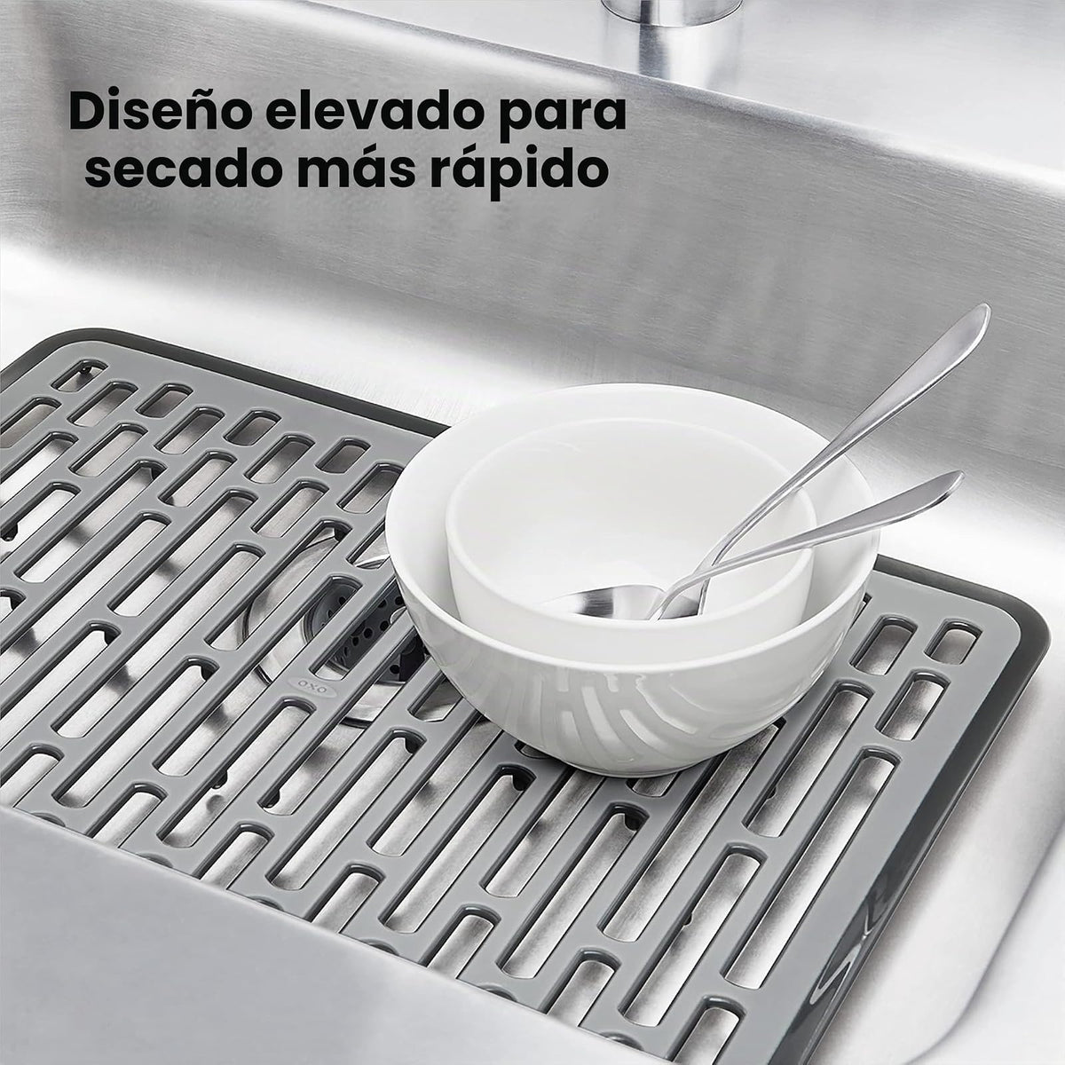 OXO 13138200 Tapete para Tarja Grande, Silicón, 41 cm, Gris