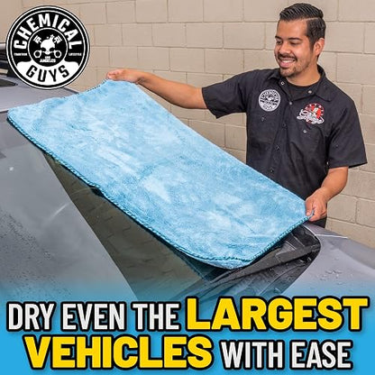 Chemical Guys Woolly Mammoth Toalla de Microfibra para Secadora (36" x 25") Automóviles,Camiones, Todoterrenos, Autocaravanas, Hogar, Mascotas, Suciedad, Azul