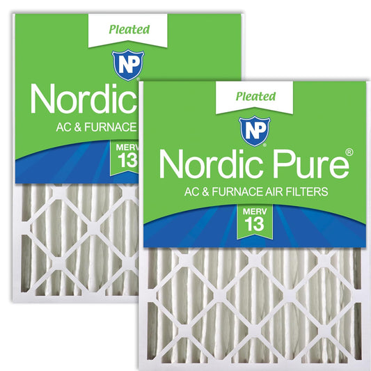 Nordic Pure 20x25x4 (3-5/8 Actual Depth) MERV 13 Pleated AC Furnace Air Filter, Box of 2
