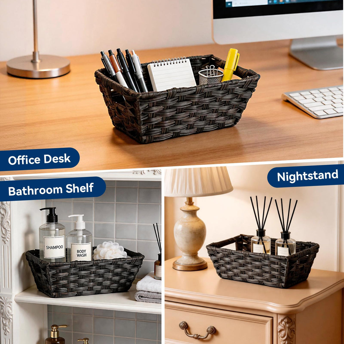 Whitmor Split Rattique - Bolsa pequeña para Estante, Driftwood, 1